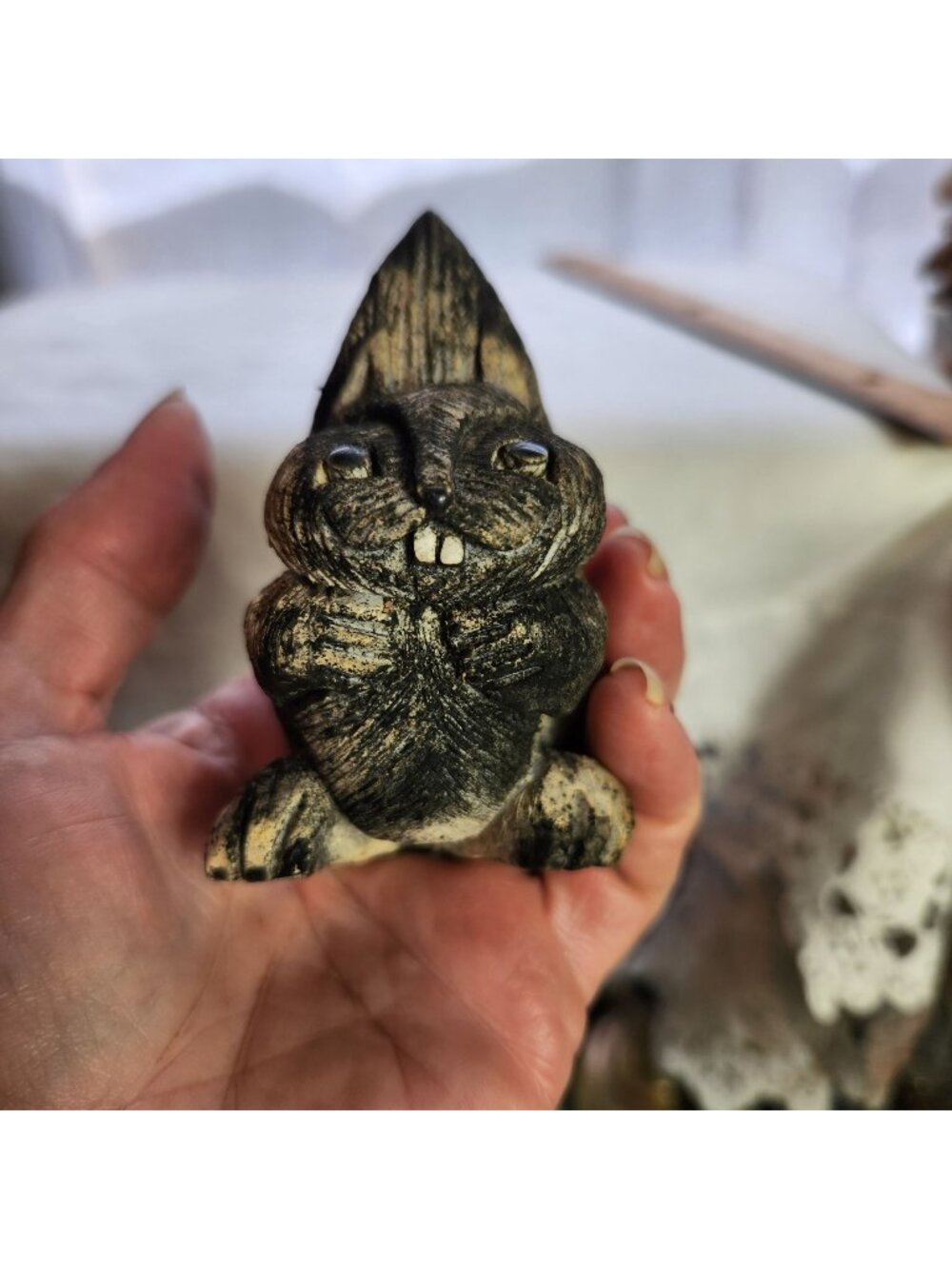 Hand-Carved Vintage Clay Squirrel #57 Retired Figurine With Textured Detailing R